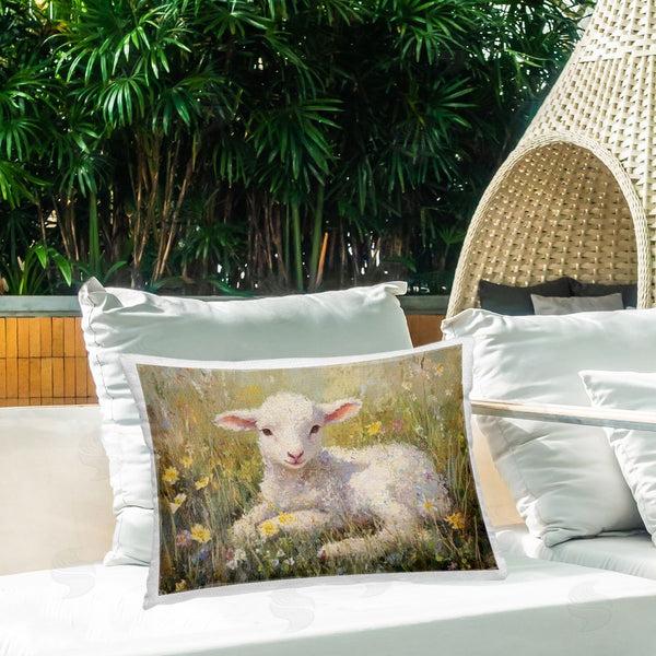 Stupell Industries Petal Prints Design | Sunlight Lamb In Flowers Printed Throw Pillow