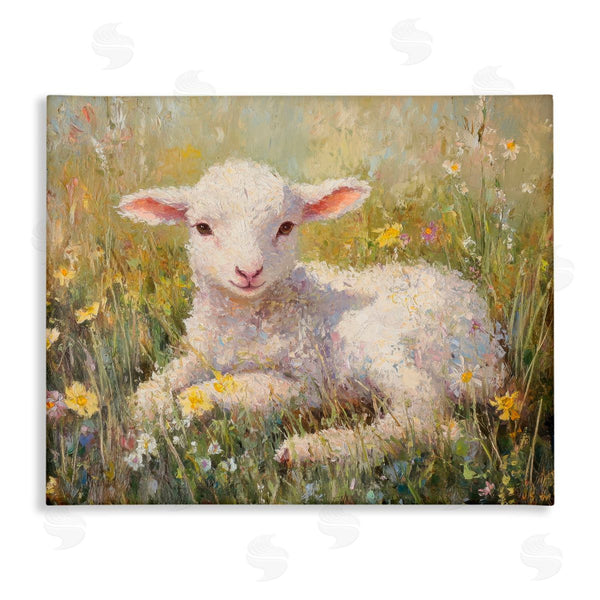 stupell industries Petal Prints Design | Sunlight Lamb in Flowers Wall Art
