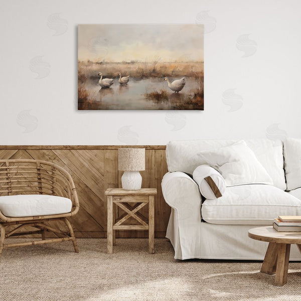Stupell Industries Petal Prints Design | Swan Family Rural Pond Wall Art