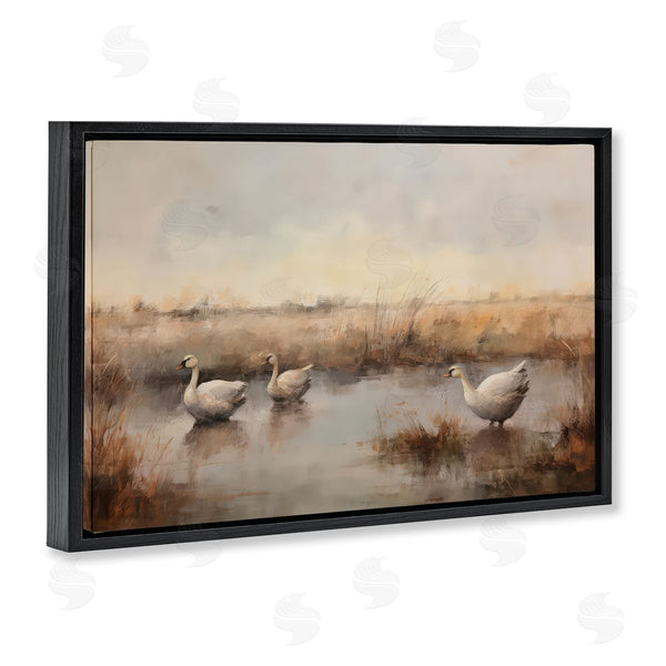 Stupell Industries Petal Prints Design | Swan Family Rural Pond Wall Art