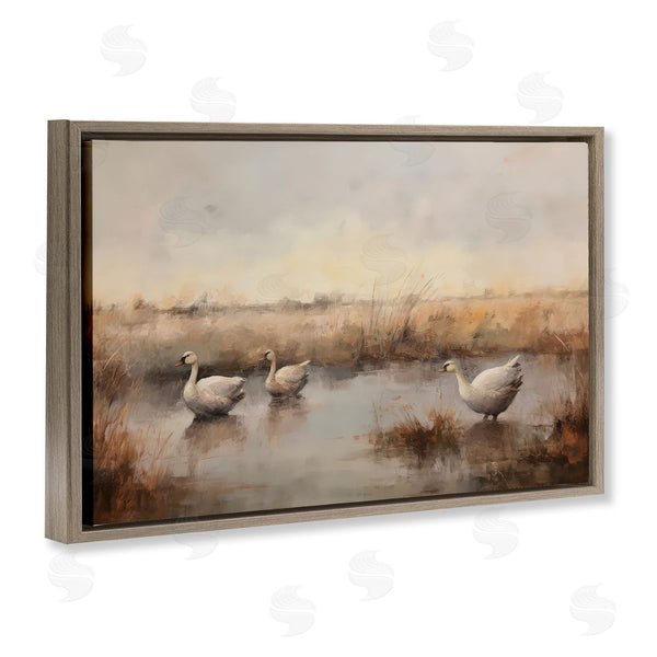 Stupell Industries Petal Prints Design | Swan Family Rural Pond Wall Art