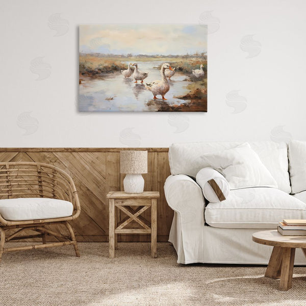 Stupell Industries Petal Prints Design | Swan Family Traditional Pond Wall Art