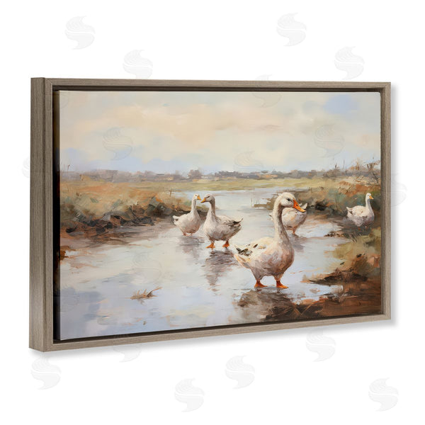 Stupell Industries Petal Prints Design | Swan Family Traditional Pond Wall Art