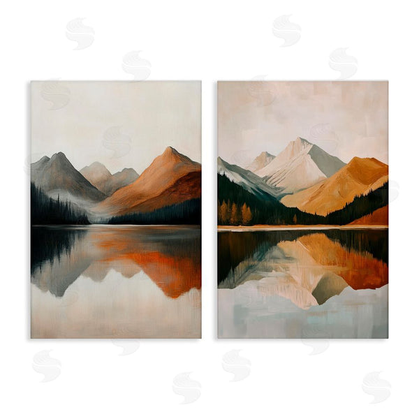 stupell industries Petal Prints Design | Terracotta Reflections Mountains and Lake Wall Art