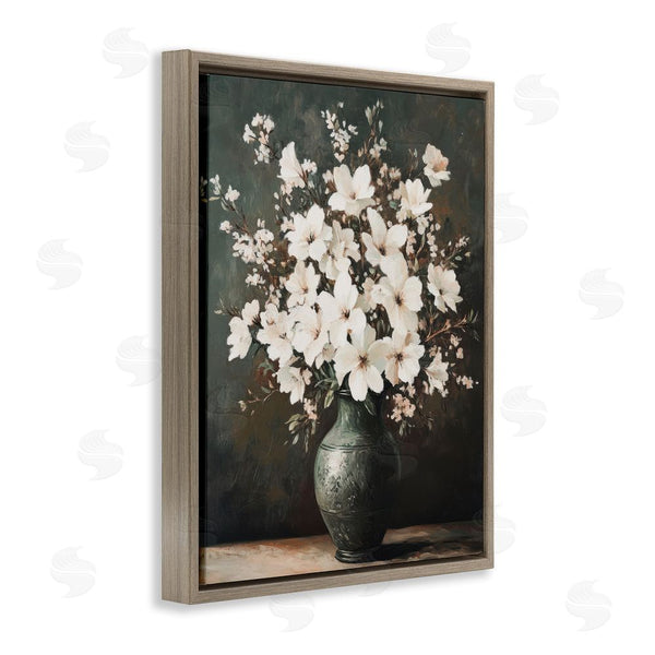 Stupell Industries Petal Prints Design | Traditional Elegant White Bouquet Wall Art