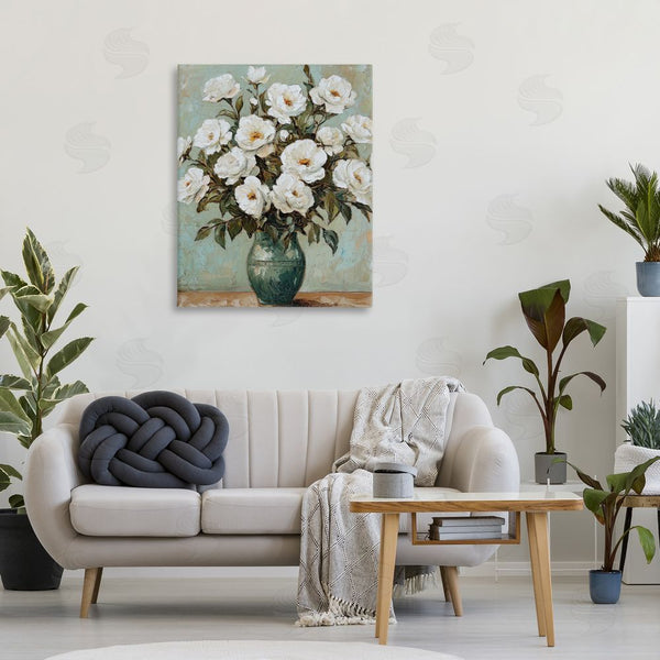 Stupell Industries Petal Prints Design | Traditional White Floral Arrangement Wall Art