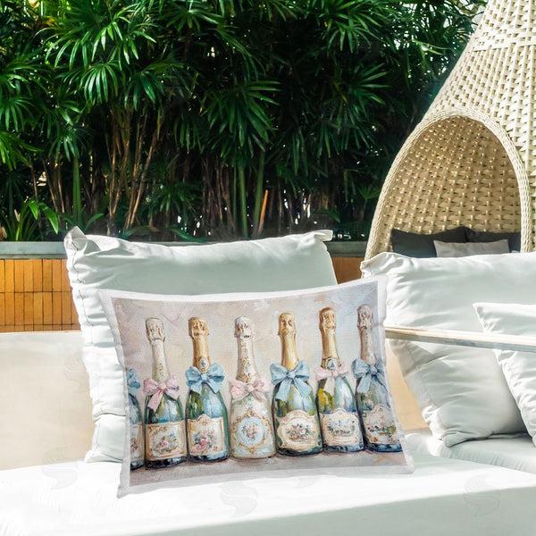 Stupell Industries Petal Prints Design | Victorian Bow Champagne Bottles Printed Throw Pillow