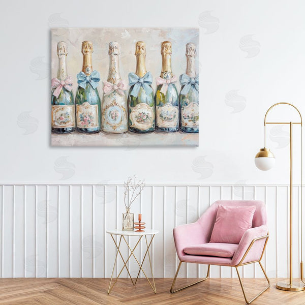 Stupell Industries Petal Prints Design | Victorian Bow Champagne Bottles Wall Art
