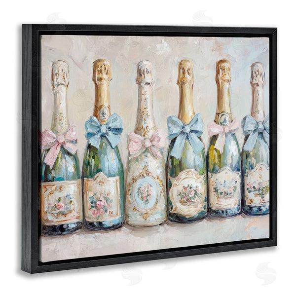 Stupell Industries Petal Prints Design | Victorian Bow Champagne Bottles Wall Art