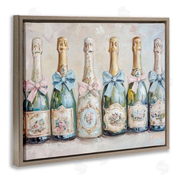 Stupell Industries Petal Prints Design | Victorian Bow Champagne Bottles Wall Art