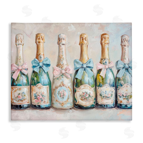 stupell industries Petal Prints Design | Victorian Bow Champagne Bottles Wall Art