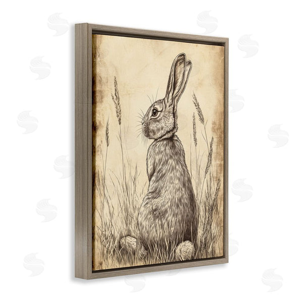 Stupell Industries Petal Prints Design | Vintage Aged Bunny Portrait Wall Art