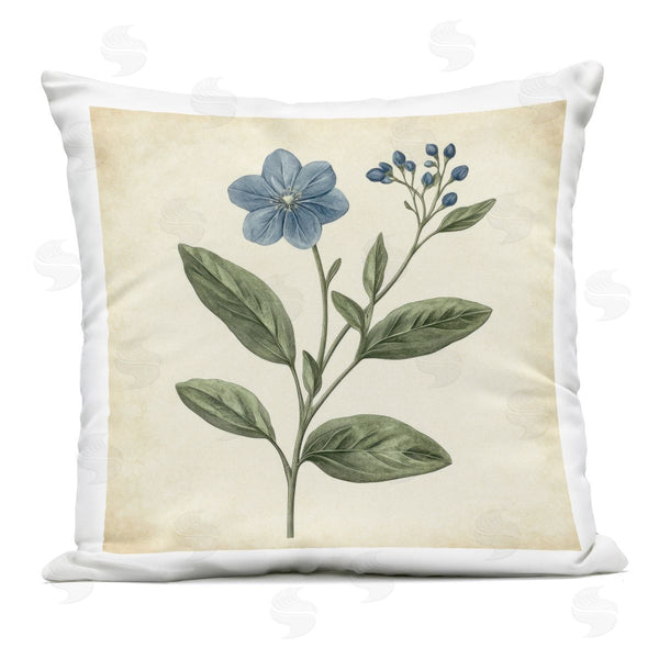 Stupell Industries Petal Prints Design | Vintage Blue Blossoms Wildflower Printed Throw Pillow