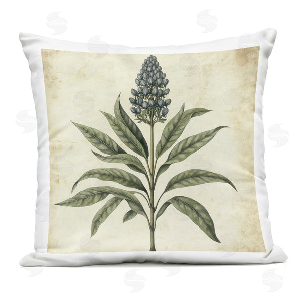 Stupell Industries Petal Prints Design | Vintage Blue Botanical Illustration Printed Throw Pillow