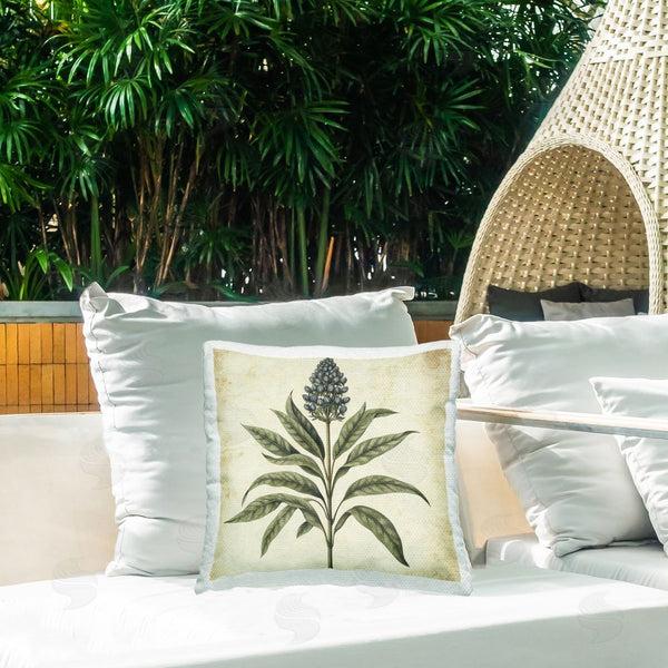 Stupell Industries Petal Prints Design | Vintage Blue Botanical Illustration Printed Throw Pillow