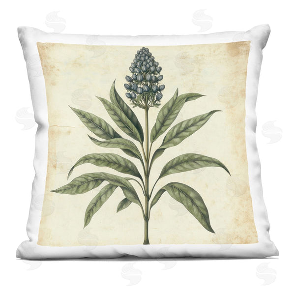 stupell industries Petal Prints Design | Vintage Blue Botanical Illustration Printed Throw Pillow