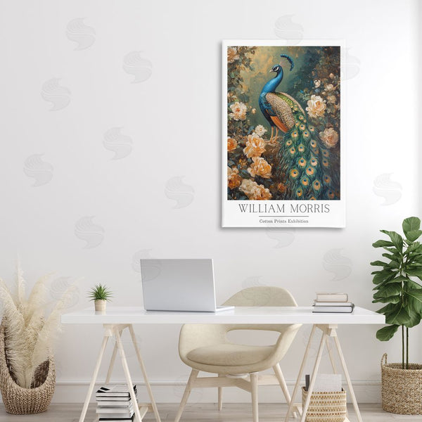 Stupell Industries Petal Prints Design | Vintage Morris Inspired Blue Peacock Wall Art