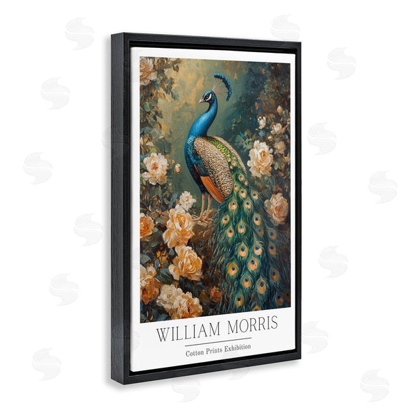Stupell Industries Petal Prints Design | Vintage Morris Inspired Blue Peacock Wall Art