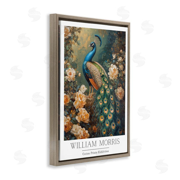 Stupell Industries Petal Prints Design | Vintage Morris Inspired Blue Peacock Wall Art