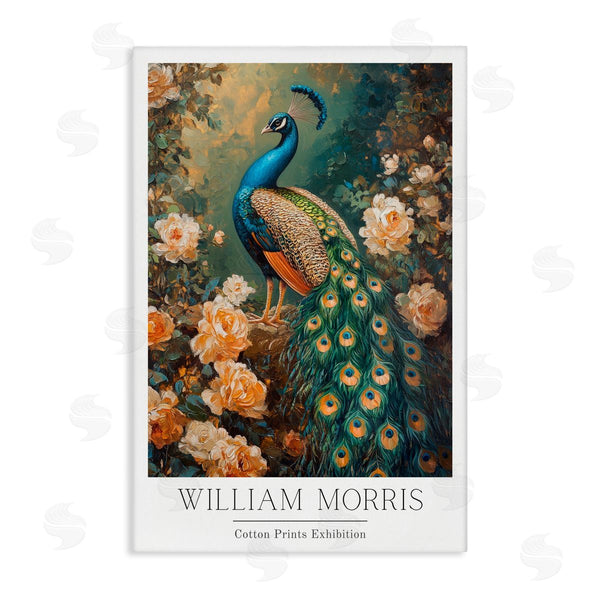 stupell industries Petal Prints Design | Vintage Morris Inspired Blue Peacock Wall Art