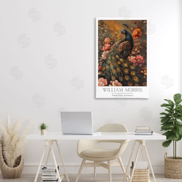 Stupell Industries Petal Prints Design | Vintage Morris Inspired Red Peacock Wall Art