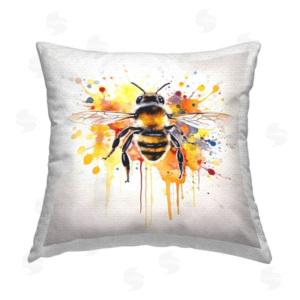 Stupell Industries Petal Prints Design | Watercolor Style Bee Printed Throw Pillow