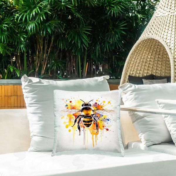 Stupell Industries Petal Prints Design | Watercolor Style Bee Printed Throw Pillow