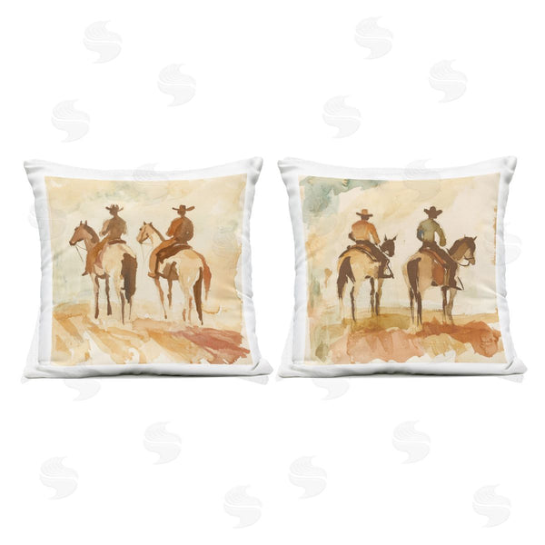 Stupell Industries Petal Prints Design | Western Watercolor Cowboy Pairs Printed Throw Pillow Set