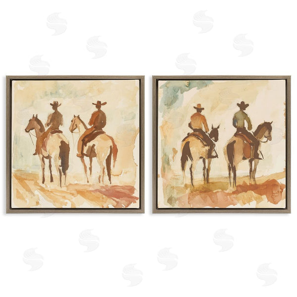 Stupell Industries Petal Prints Design | Western Watercolor Cowboy Pairs Wall Art