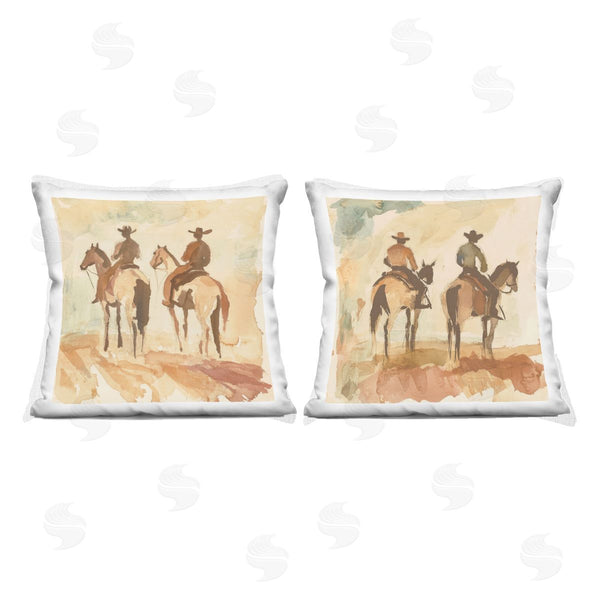 stupell industries Petal Prints Design | Western Watercolor Cowboy Pairs Printed Throw Pillow Set