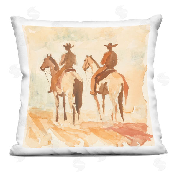 stupell industries Petal Prints Design | Western Watercolor Cowboys Left Printed Throw Pillow