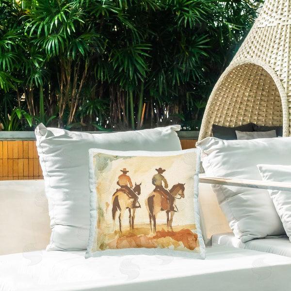 Stupell Industries Petal Prints Design | Western Watercolor Cowboys Right Printed Throw Pillow