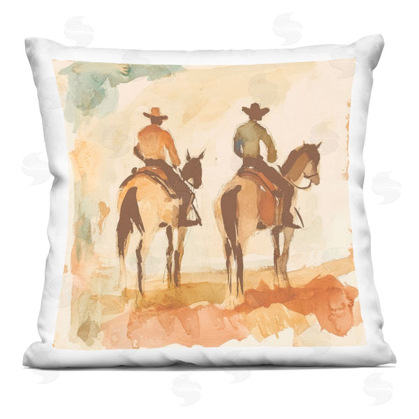 stupell industries Petal Prints Design | Western Watercolor Cowboys Right Printed Throw Pillow