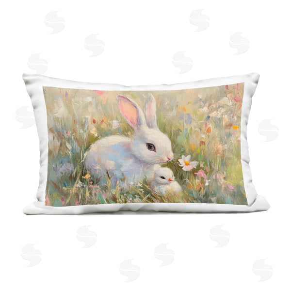 Stupell Industries Petal Prints Design | White Rabbit Easter And Flowers Printed Throw Pillow