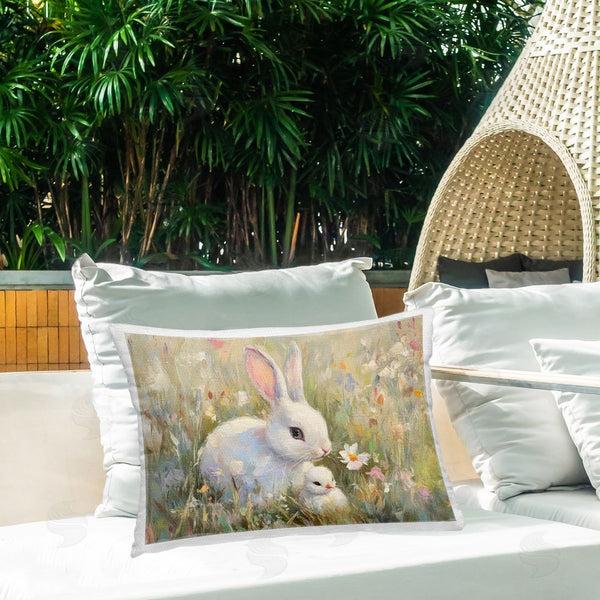 Stupell Industries Petal Prints Design | White Rabbit Easter And Flowers Printed Throw Pillow