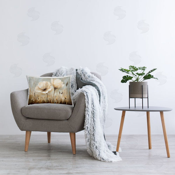 Stupell Industries Petal Prints Design | White Wildflowers Brown Meadow Printed Throw Pillow