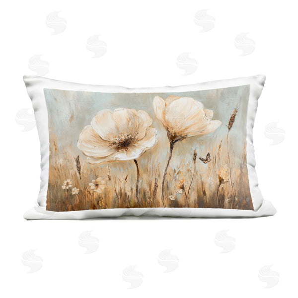 Stupell Industries Petal Prints Design | White Wildflowers Brown Meadow Printed Throw Pillow