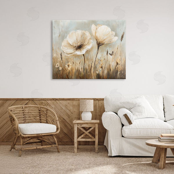 Stupell Industries Petal Prints Design | White Wildflowers Brown Meadow Wall Art
