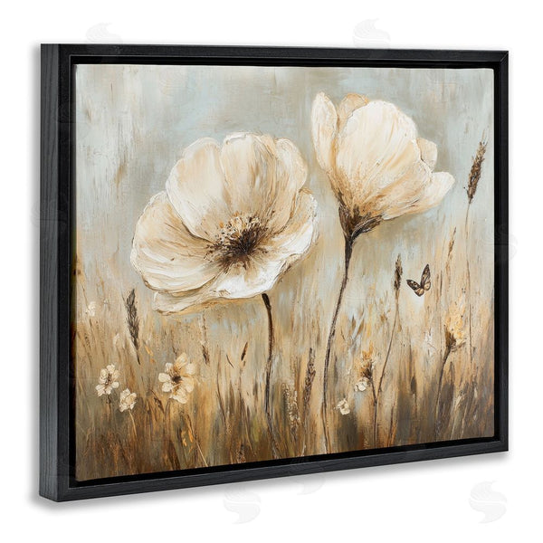 Stupell Industries Petal Prints Design | White Wildflowers Brown Meadow Wall Art