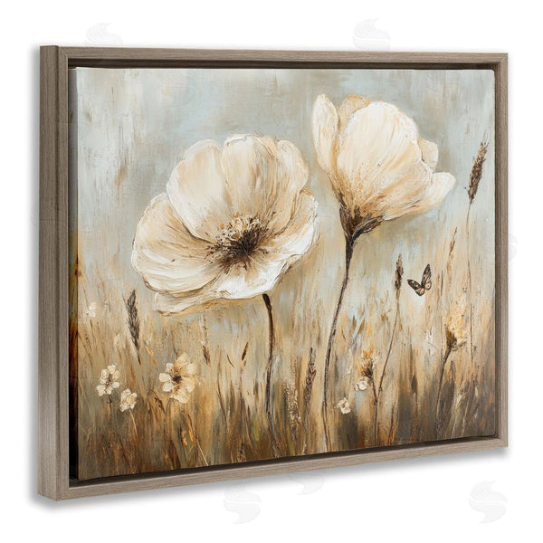 Stupell Industries Petal Prints Design | White Wildflowers Brown Meadow Wall Art