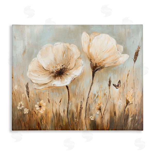 stupell industries Petal Prints Design | White Wildflowers Brown Meadow Wall Art
