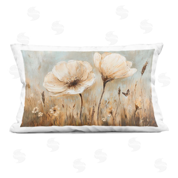 stupell industries Petal Prints Design | White Wildflowers Brown Meadow Printed Throw Pillow