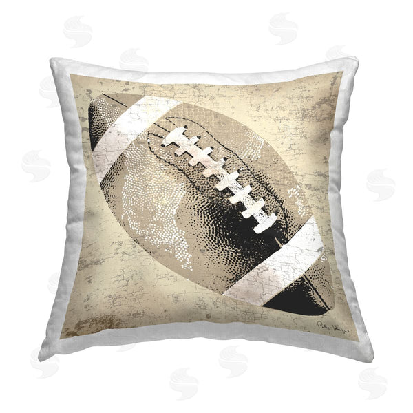 stupell industries Peter Horjus | Beige Vintage Football Printed Throw Pillow