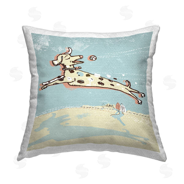 Stupell Industries Peter Horjus | Dalmatian Dog Playing Fetch Printed Throw Pillow