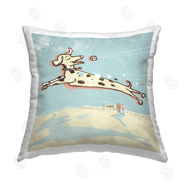 stupell industries Peter Horjus | Dalmatian Dog Playing Fetch Printed Throw Pillow