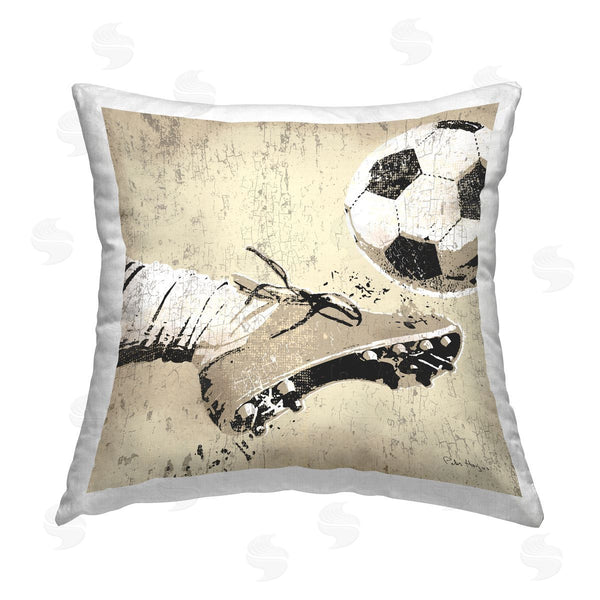 stupell industries Peter Horjus | Foot Kicking Soccer Ball Printed Throw Pillow