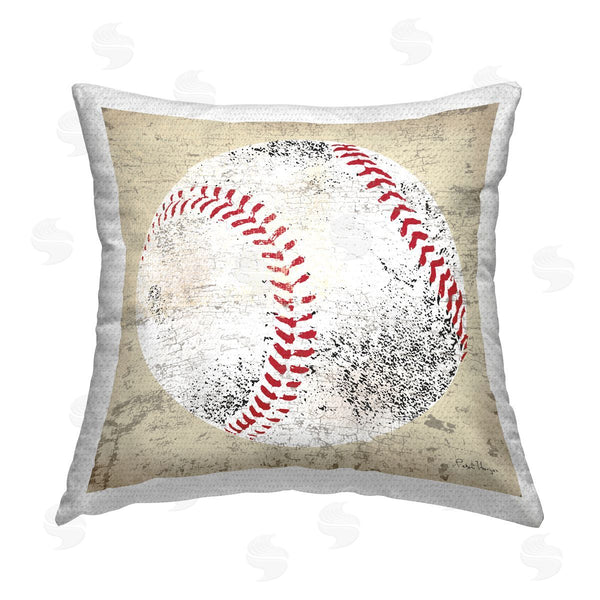 Stupell Industries Peter Horjus | Rustic Baseball Sports Ball Printed Throw Pillow