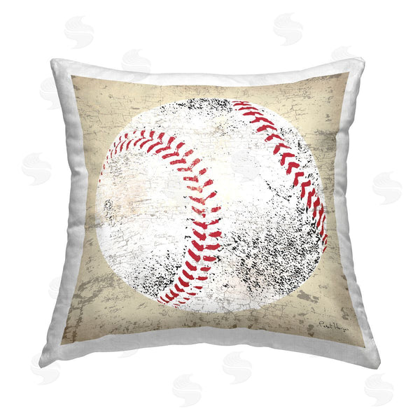 stupell industries Peter Horjus | Rustic Baseball Sports Ball Printed Throw Pillow