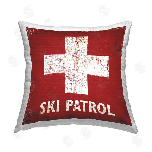 Stupell Industries Peter Horjus | Ski Patrol Red Cross Printed Throw Pillow