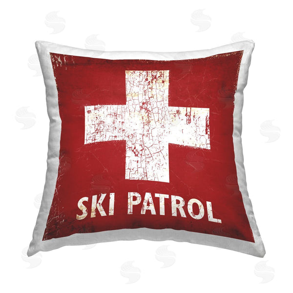 stupell industries Peter Horjus | Ski Patrol Red Cross Printed Throw Pillow